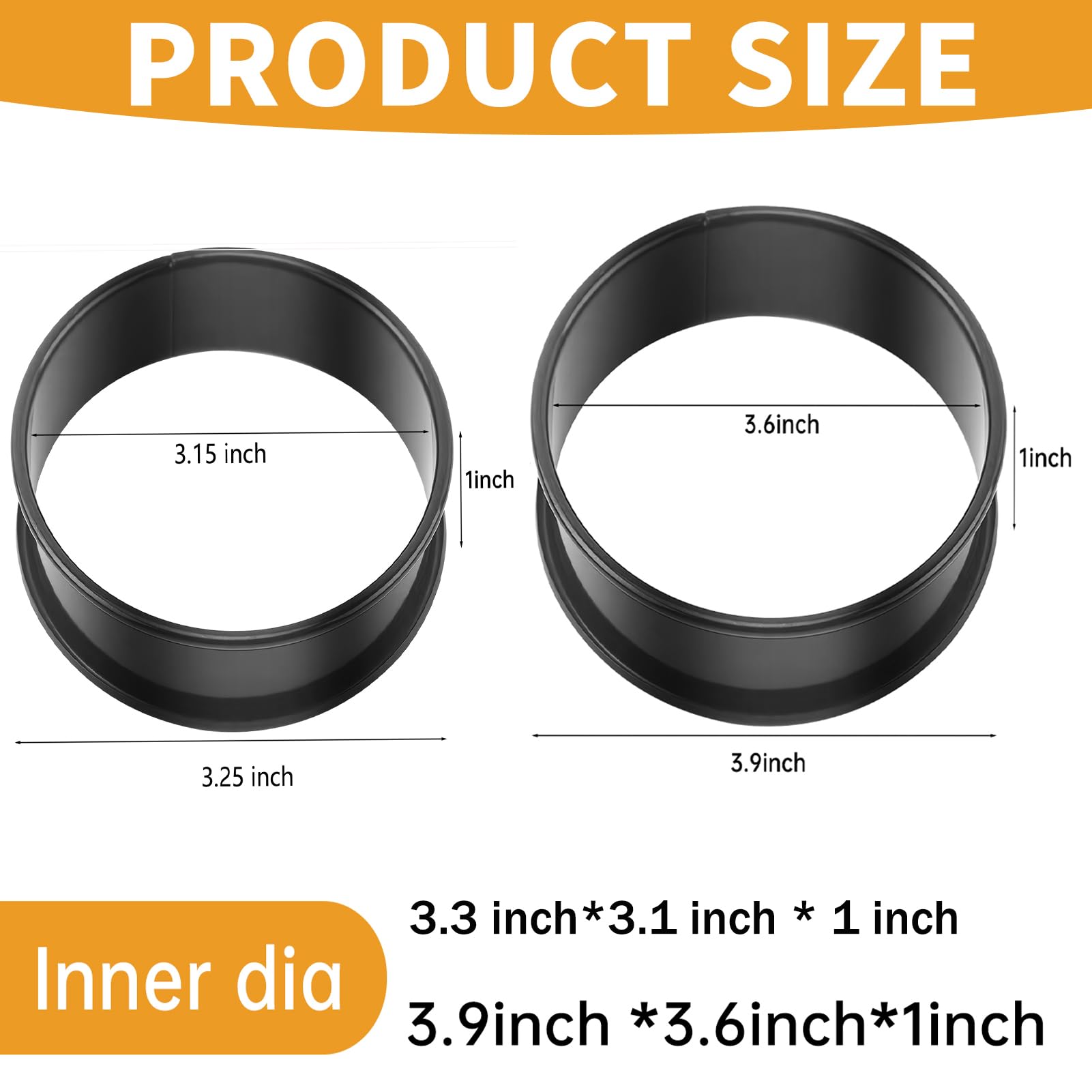 Crumpet Rings, 16Pack Nonstick English Muffin Ring, Outer diameter 4 Inch+3.3Inch Food-Grade Stainless Steel Tart Rings. More Convenient to Take the Food of The Bakery Ring Mold.
