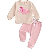 Ayalinggo Newborn Baby Girl Clothes Long Sleeve Sweatshirt Dinosaur Embroidery Patterns Cute Sweatpants Set Fall Clothes