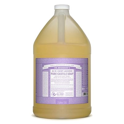Dr. Bronner&rsquo;s - Pure-Castile Liquid Soap (Lavender, 1 Gallon) - Made with Organic Oils, 18-in-1 Uses: Face, Body, Hair, Laundry, Pets and Dishes, Concentrated, Vegan, Non-GMO