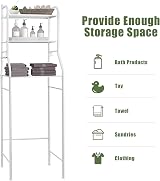 Holdfiturn Over Toilet Storage Unit 3 Tier White Iron Bathroom Shelf Organizer view 5
