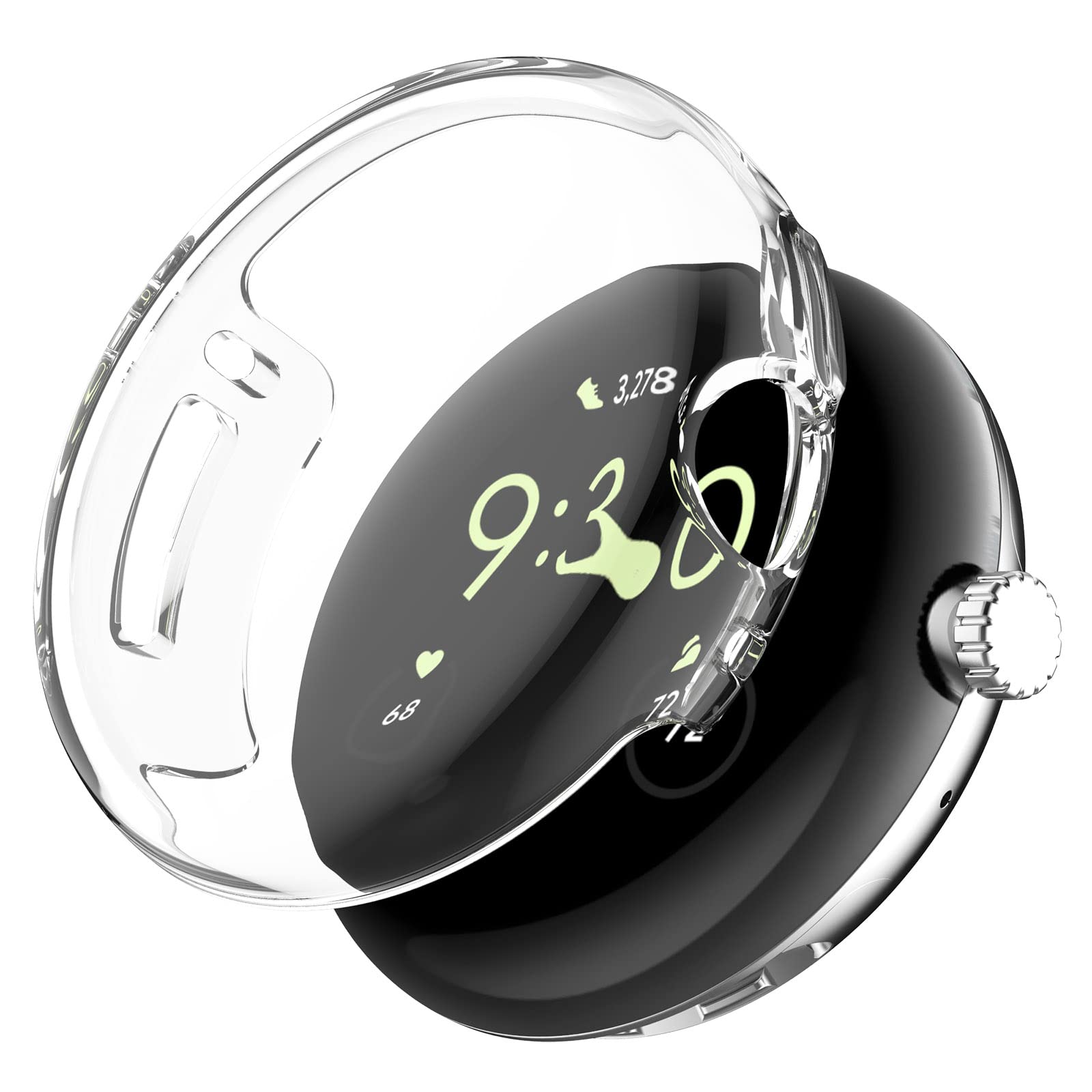 GIOPUEY Case Compatible with Google Pixel Watch 1/2/3 41mm, Soft TPU, Shock Resistant, Google Pixel Watch 1/2/3 41mm Cover - Transparent