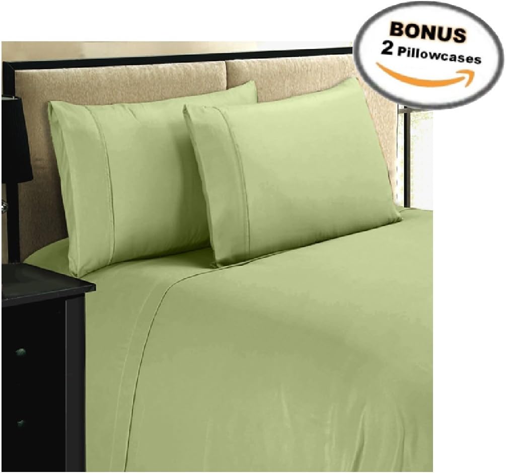 The Chelsea Collection Deluxe Super Soft 6pc King Bed Sheet Set, Green