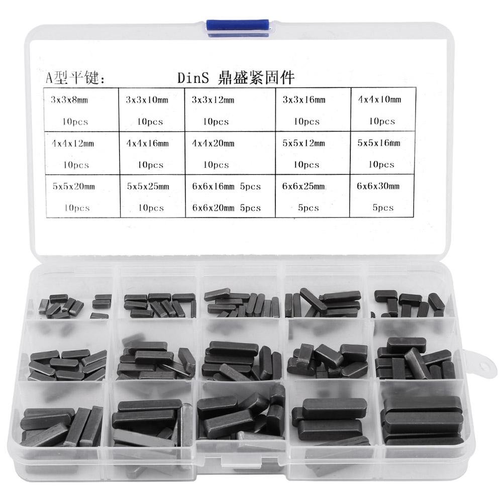Akozon Motor Shaft Keys Set, Keys Set 140pcs Round Ended Feather Key Parallel Drive Shaft 8mm 10mm 12mm 16mm 20mm 25mm 30mm