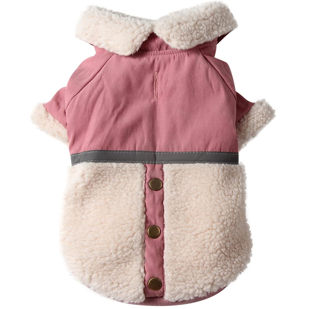 JoyDaog Female Dog Coats for Small Dogs Fleece Lining Warm Puppy Jacket for Cold Winter Pink S