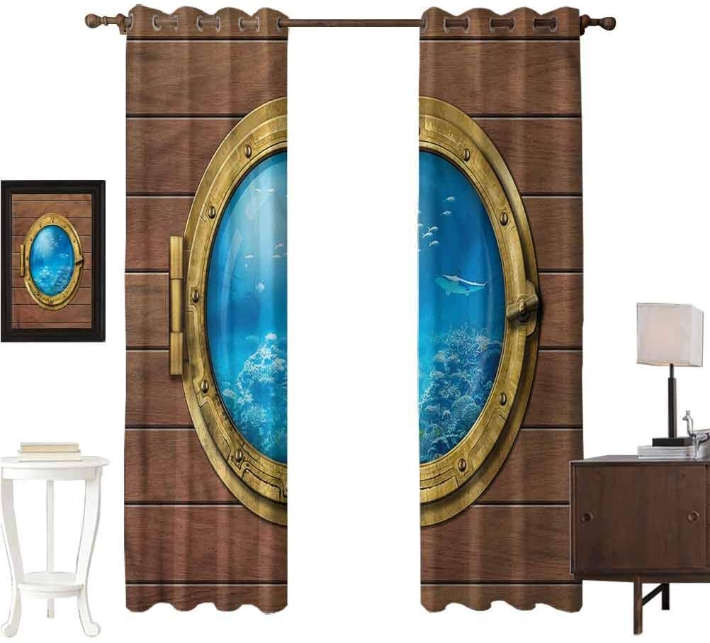 RenteriaDecor Shark Casual Textured Grommet Curtain Submarine Chamber Window Grommet Window Curtain for Living Room, W72 x L72 Inch