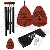Happy 50th Wedding Anniversary Wind Chime Gifts for Women Grandma Grandparents, Happy Golden Anniversary Keepsake Decoration Gifts for Couples Parents Husband Wife, Outdoor Garden Decorations