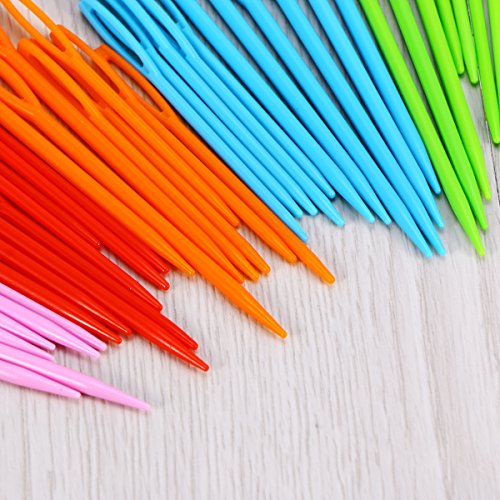 ULTNICE 40pcs Large Eye Plastic Sewing Needles Weaving Tools for Kids Mixed Color