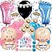 Gender Reveal Party Supplies kit- 87 Pieces Gender Reveal Decorations, Baby Shower, Baby Gender Reveal Ideas, Boy or Girl Banner. Gender Reveal Cupcake Toppers, Mommy to be Sash for Baby Shower,