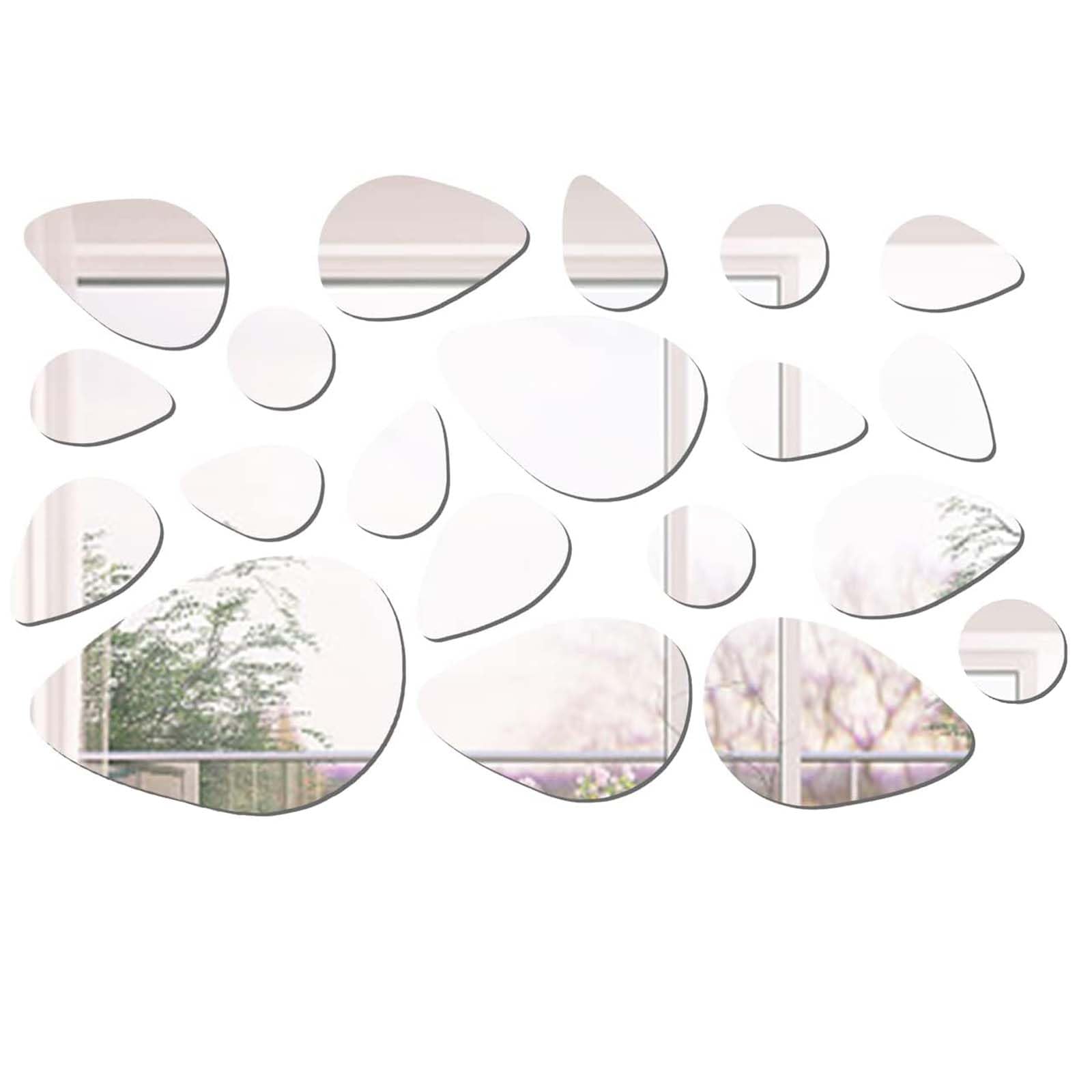 40 Piece Acrylic Wall Sticker, Removable Oval Mirror Sheets for Decorative Scenes