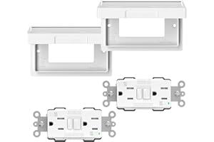 ELEGRP Horizontal Outdoor GFCI Outlet with Cover, Weather Resistant GFCI Receptacle and Wall Plate, 15 Amp Self-Test GFI Outl