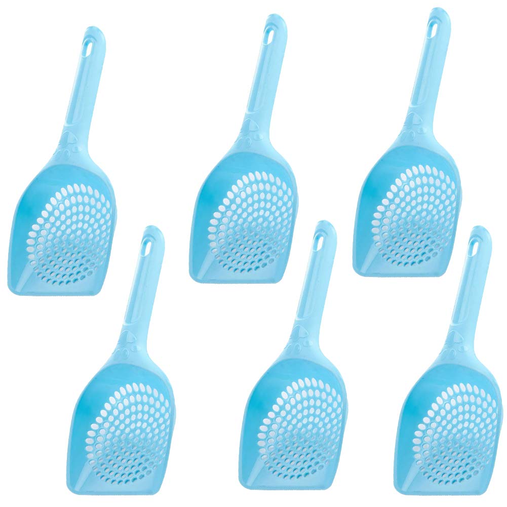 XYDZ 6PCS Cat Litter Scoop Plastic Litter Pet Shovel Cat Dog Sand Sifter Poop Sieve Cleaning Tool with Food Feeder Shovel Scoop Set Easy to Clean - Blue