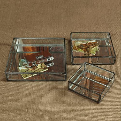 Pierre Leaded Glass Box with Mirror Bottom - Lrg