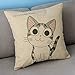 Cartoon Style Lovely Cat Chi's Sweet Home Crooked Neck and Smile Chi's Throw Pillow Case Decor Cushion Covers Square 1818 Inch Beige Cotton Blend Linen