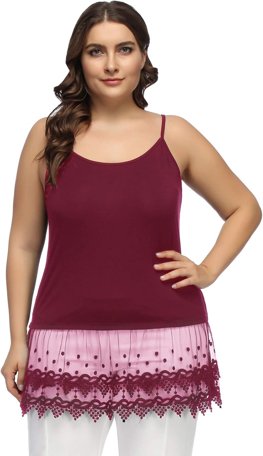 Women's Plus Size Lace Trimmed Camisole Layering Cami Tank Top Extender at  Women’s Clothing store