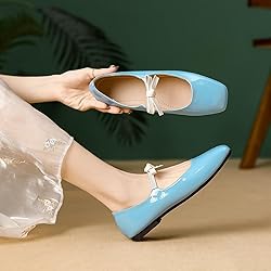 Hee grand Bowknot Mary Jane Flats for Women Shiny