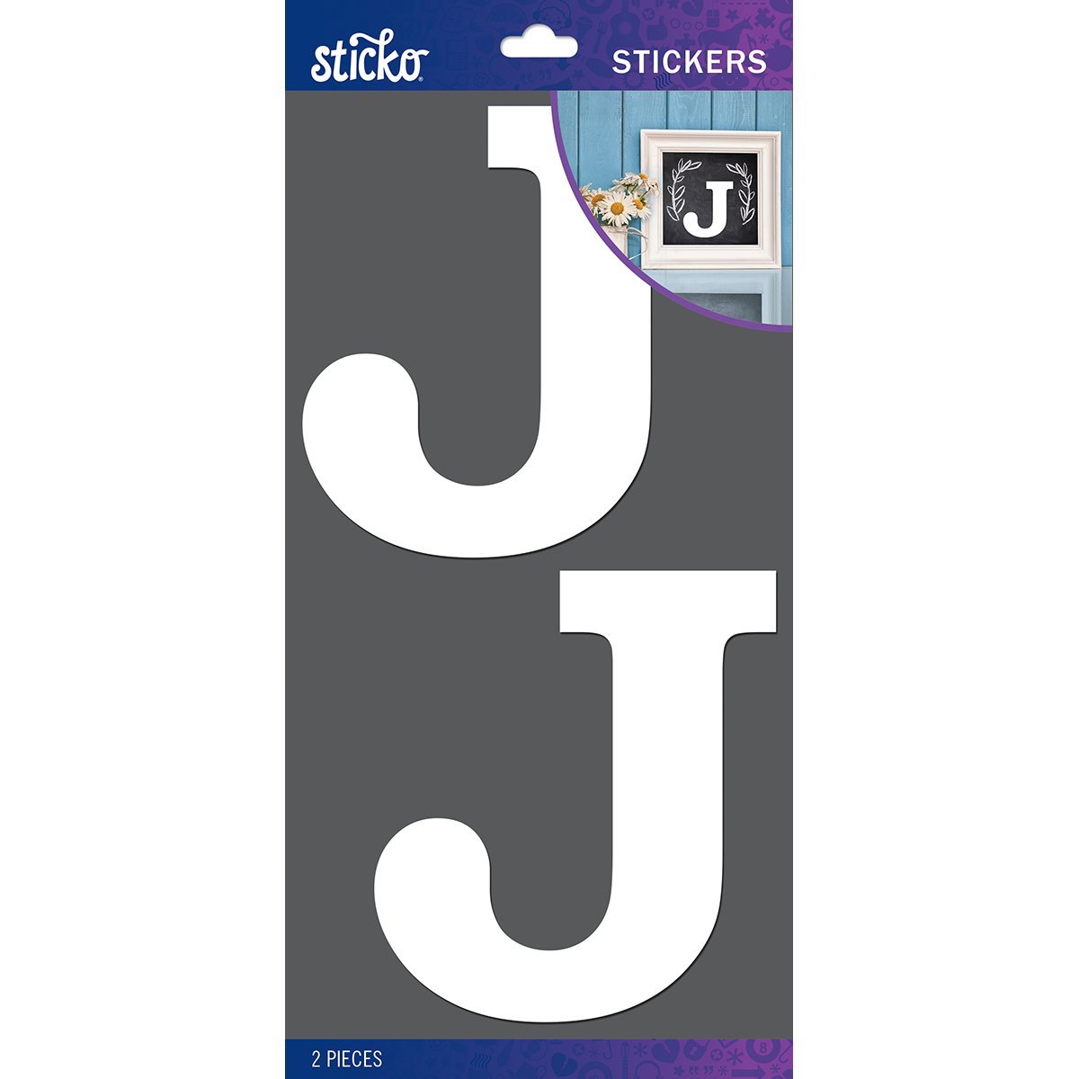 Sticko Basic White Monogram Stickers-J, Other, Multicoloured, 0.25x10.79x22.22 cm