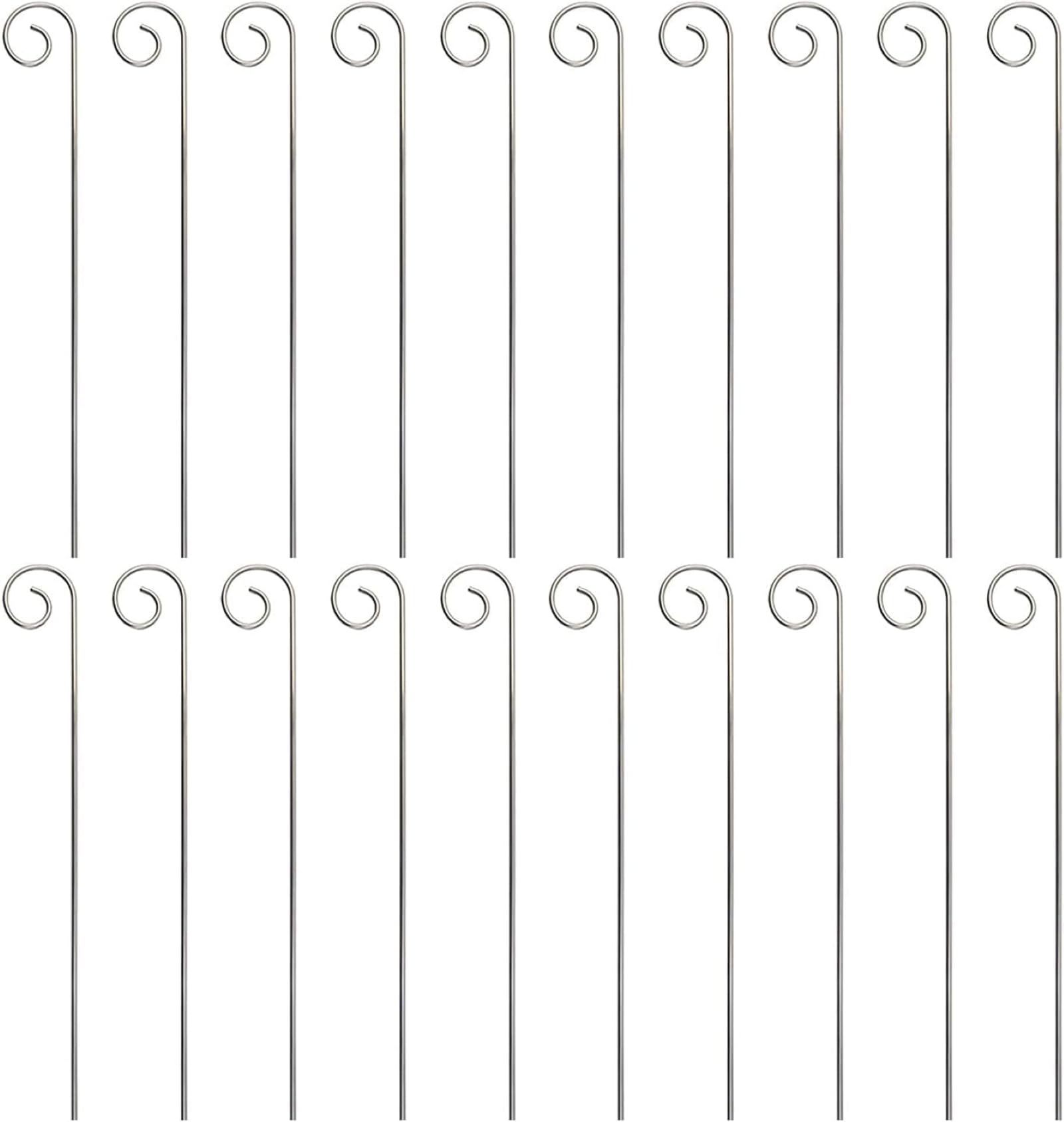 20 Pieces Silver Plant Label Hooks, Garden Markers, Plant Label Hangers, Garden Plant Sign, Deformed, Hooks, Hanging Poles for Gardening and Trellis