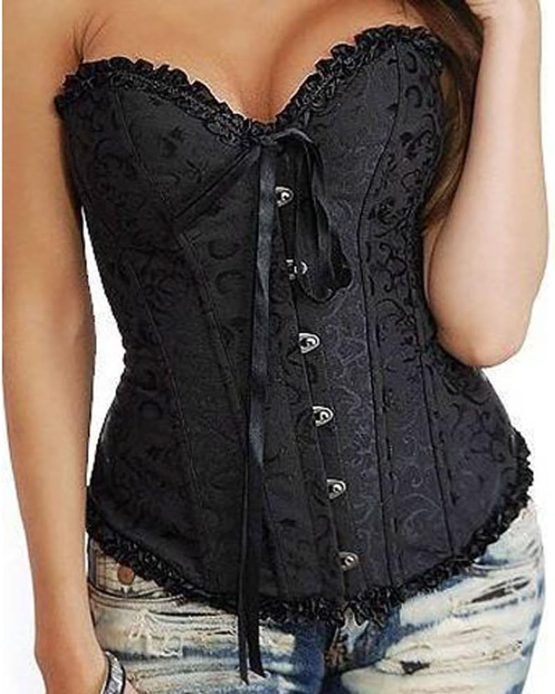 819 - Plus Size Lace Up Ribbon Ties Bustier Bridal Lingerie Corset