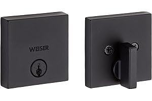 Weiser Downtown Matte Black Square Deadbolt Lock, ANSI/BHMA Grade 1 Certified Front Door Lock, Kick Proof, Bump Proof & Anti-
