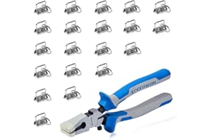 SPEEDWOX Key Fob Pliers and 20 Sets 1 Inch Key Fob Hardware with Keychain Split Rings Webbing Fabric Strapping Wristlet Set White Nickel Glass Breaking Pliers Tools Rubber Tips