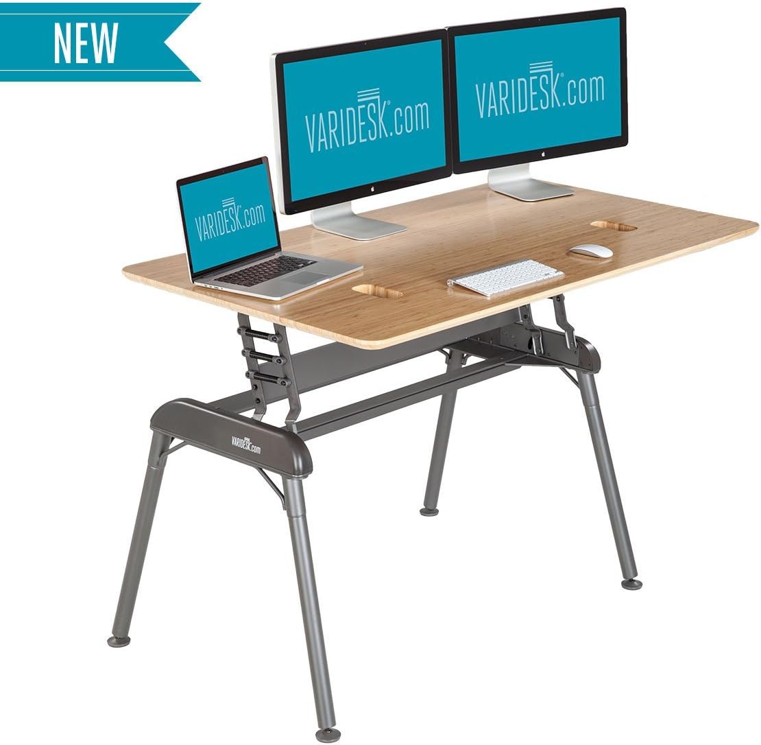 VARIDESK HeightAdjustable Full Standing Desk Pro Desk 60 Bamboo
