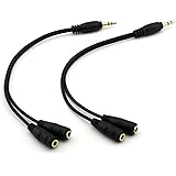 ONXE 2-Pack 3.5mm Audio Stereo Headphone Splitter Cable,Gold Plating Y Type Headset Splitter Adapter,Male to 2 Female Earphon