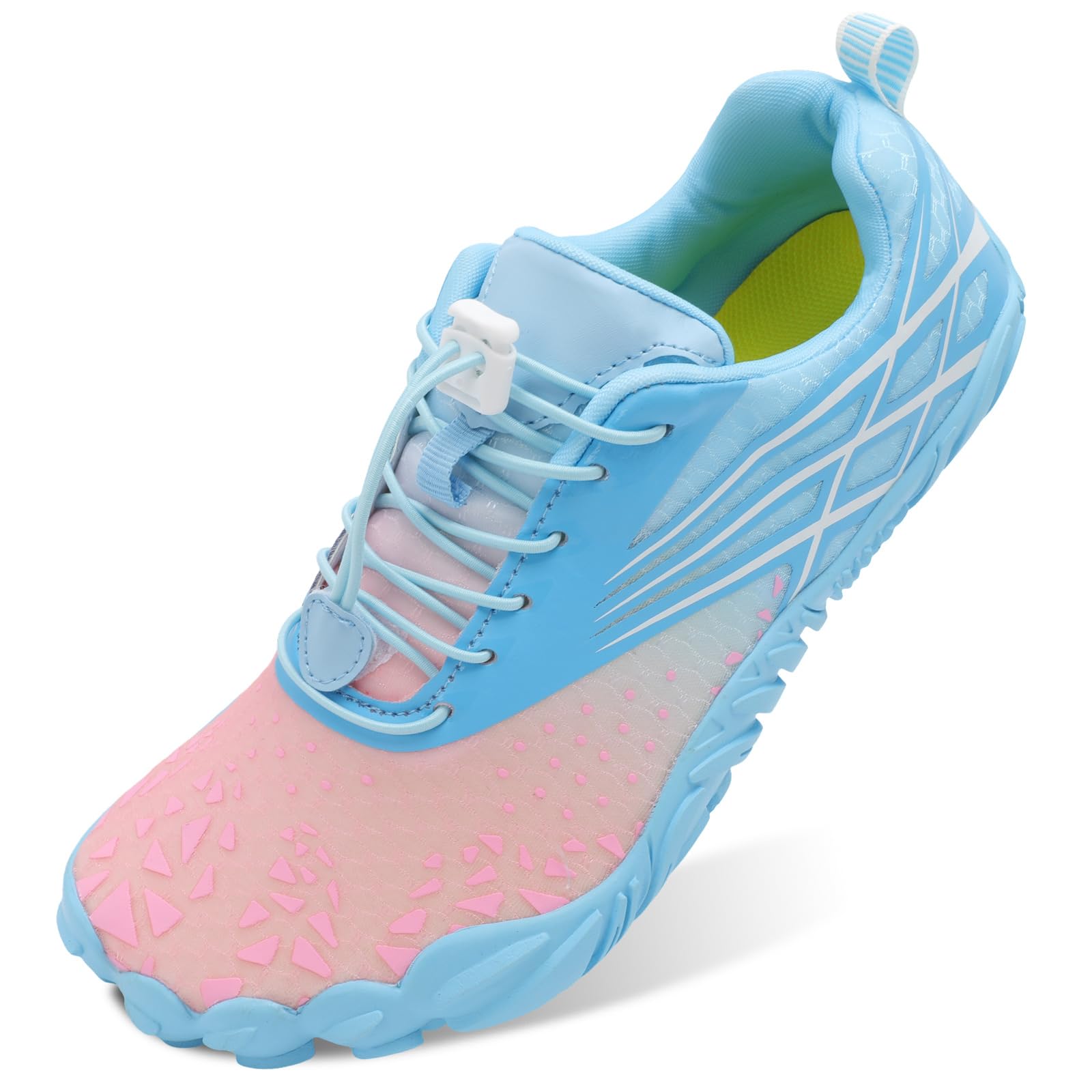 Scurtain Unisex Mens Womens Athletic Hiking Water Shoes for Women Barefoot Shoes Women Men Blue/Pink 6.5 W/5 M Image