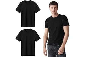 ORJ 2 Pack Black t Shirts Crew Neck Short Sleeve Men's Undershirt Plain Polyester tee Bulk Stretch Soft Tees