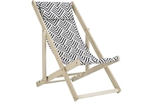 SAFAVIEH Outdoor Collection Rive White Wash and Navy Foldable Sling Chair