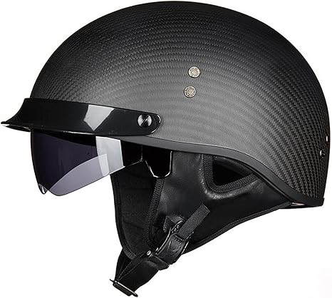 Amazon Co Jp 半帽オートバイ用ヘルメットハーフジェットヘルメットレトロハーレーオートバイ用ヘルメットdot Ece認定クルーザー ヘリコプターチョッパーパイロットヘルメットカーボンファイバー安全衝突防止ヘルメット A L 59 60cm ホーム キッチン
