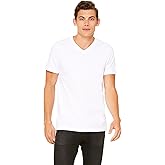 Bella Canvas Comfortable V-Neck Soft Fitted Jersey T-Shirt, White, X-Large