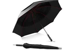 Repel Umbrella Extra Large Windproof Golf Umbrella - Covers 2 People - 60" Wide Vented Double Canopy with Reinforced Fiberglass Ribs, Waterproof Coated Canopy