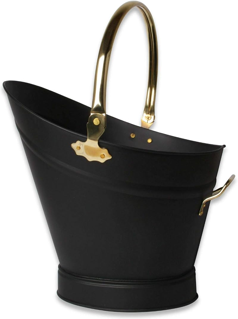 SAVING HUB Waterloo Coal Bucket Durable Iron Black Fireside Fuel Hod