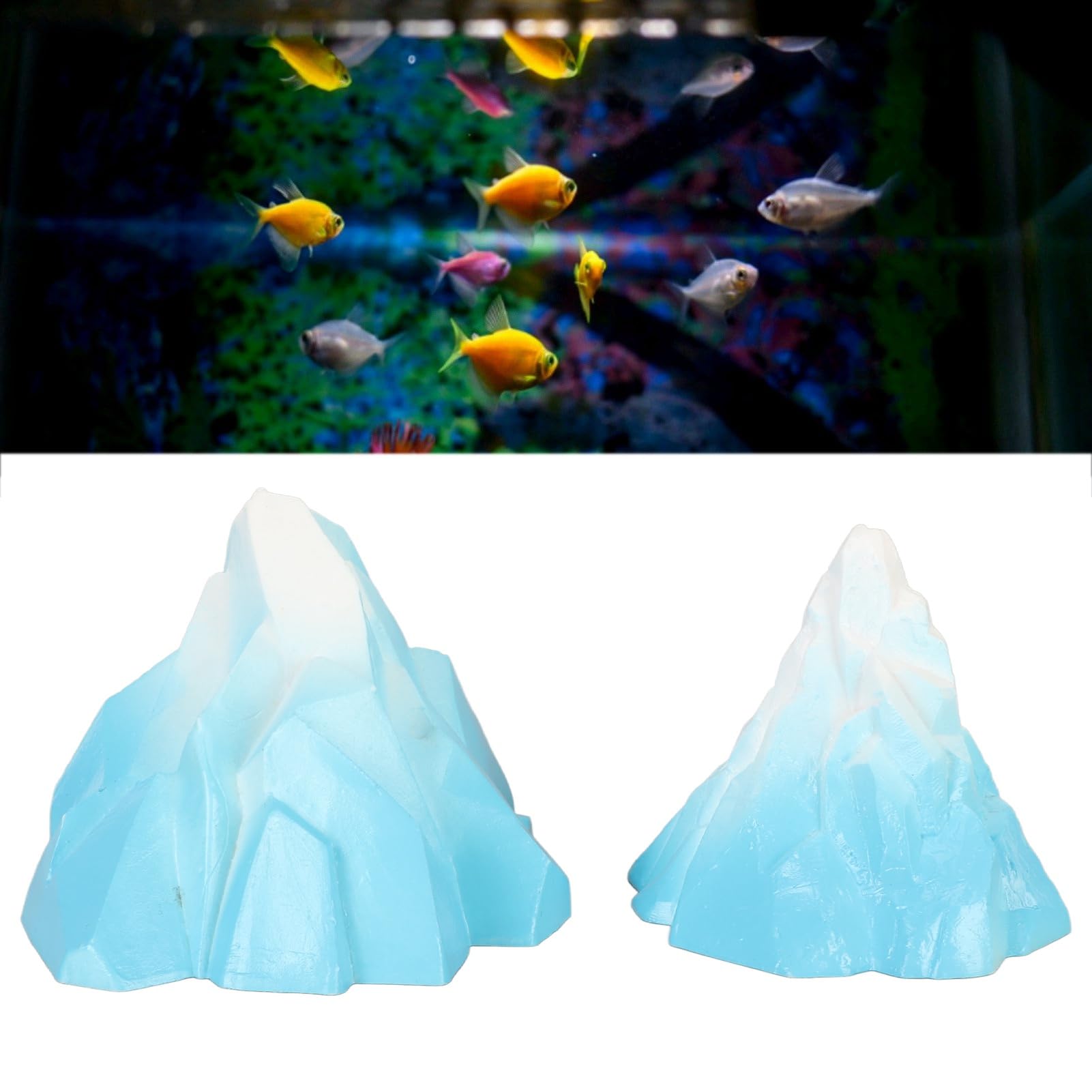 FOLOSAFENAR Underwater Iceberg Ornament, Simulation Landscape Easy to Clean Fish Tank Iceberg Decor, 2pcs Aquarium Innovative Landscaping for Saltwater Fish Tank