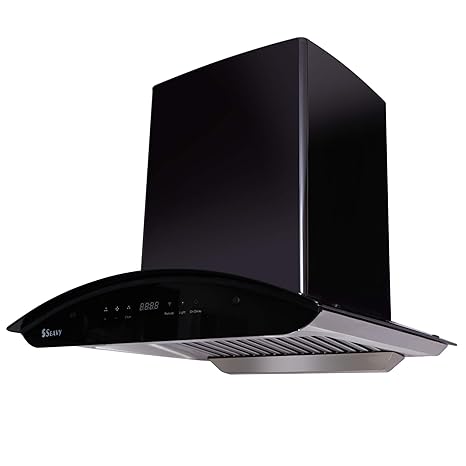 Seavy 60 cm 1200 m3/hr Auto Clean Chimney (Ciaz Titanium Black 60, 2 Baffle Filters, Touch Control, Black)