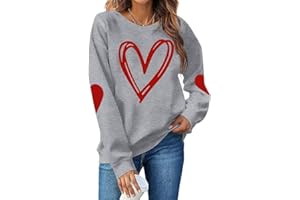 DUTUT Valentine's Day T Shirt Women Love Heart Graphic Long Sleeve Shirt Casual Valentines Gifts Pullover Tops