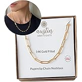 Austin Down to Earth Paperclip Chain Necklace, Paper Clip Chain, Large Link Chain Necklaces for Women Chunky, Heavy Long Rectangle, Trendy Big Chain for Women