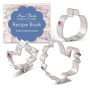 Thanksgiving/Fall Holiday Cookie Cutter Set - 3 piece - Maple Leaf, Turkey, Pumpkin - Ann Clark - USA Made Steel