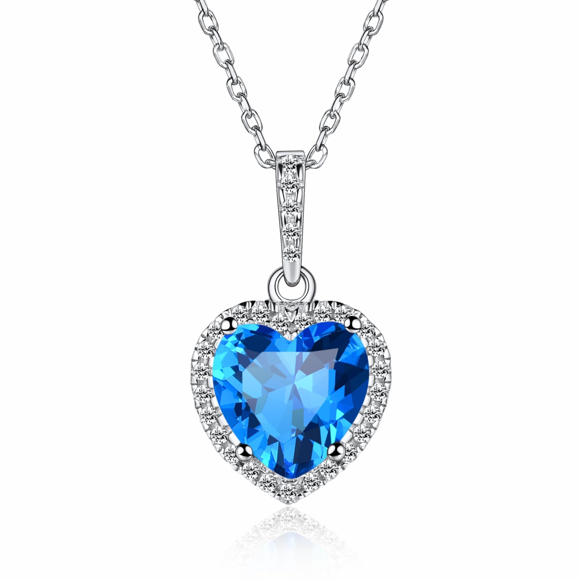 ChicSilver Sparkling December Birthstone Pendant Necklace for Women Mothers 925 Sterling Silver Shape Of My Heart Romantic Jewelry — image 1
