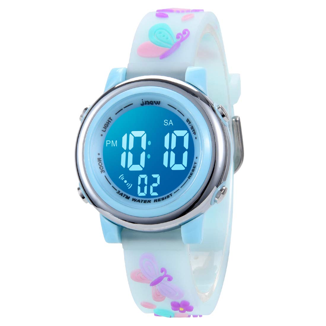 jianxiang Kids Digital Sport Watches for Girls Boys, Waterproof Outdoor LED Timer with 7 Colors Backlight 3D Cartoon Silicone Band Child Wristwatch