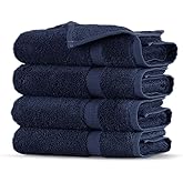 Towel Bazaar Premium Cotton Super Soft and Absorbent Turkish Towels (4-Piece Washcloth, Navy Blue)