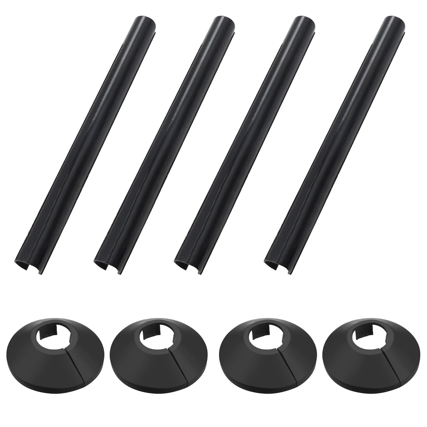 Pack of 4 Black 15mm Radiator Pipe Hole Covers - Durable and Easy to Install - Ideal for Finishing and Protecting Exposed Pipe Holes