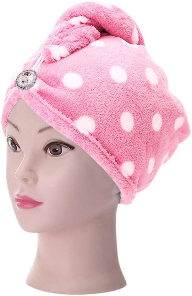 Microfiber Bath Towel Hat Hair Quick Drying Towel Hat Bath Tool Super Soft Absorbent Hair Dry Hat with Premium Water-Absorbent Ability for Ladies or Girls (Pink)