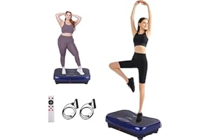OKATOPGEAKO Whole Body Vibration Plate Exercise Machine – Power Vibrating Plate for Lymphatic Drainage Weight Loss, Shake Plate Exercise Platform with Touch Screen & Resistance Bands, Equipment for Women Men
