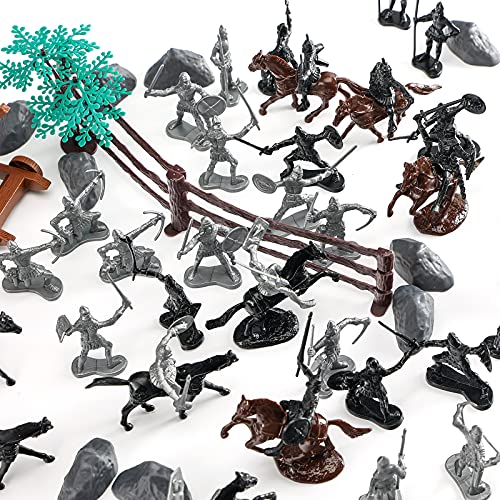 AMOR PRESENT 124 PCS Medieval Knights Toys Figurines for Kids Children Medieval Soldier Action Play Set for Birthday Gifts
