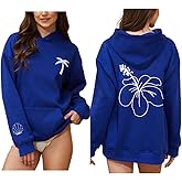 Foidiccx Cute Hoodies Teen Girls Y2k Preppy Floral Graphic Sweatshirt Women Embroidered Oversized Hooded Sweater Streetwear