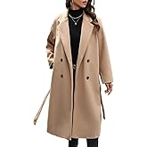 HOTIAN Women's Winter Wool Blend Coat Double Breasted Casual Notch Lapel Long Trench Overcoat Peacoat