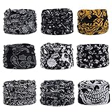 Wide Headbands Headwear Head Wrap Sport Sweatband for Men and Women,Workout,Yoga,12-in-1 12PCS/9PCS/6PCS Multifunction Magic Scarf