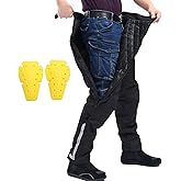 LOMENG Winter Detachable Motorcycle Riding Pants with Full Leg Zip and Armor Insulated Motorbike Overpants for Cold Weather