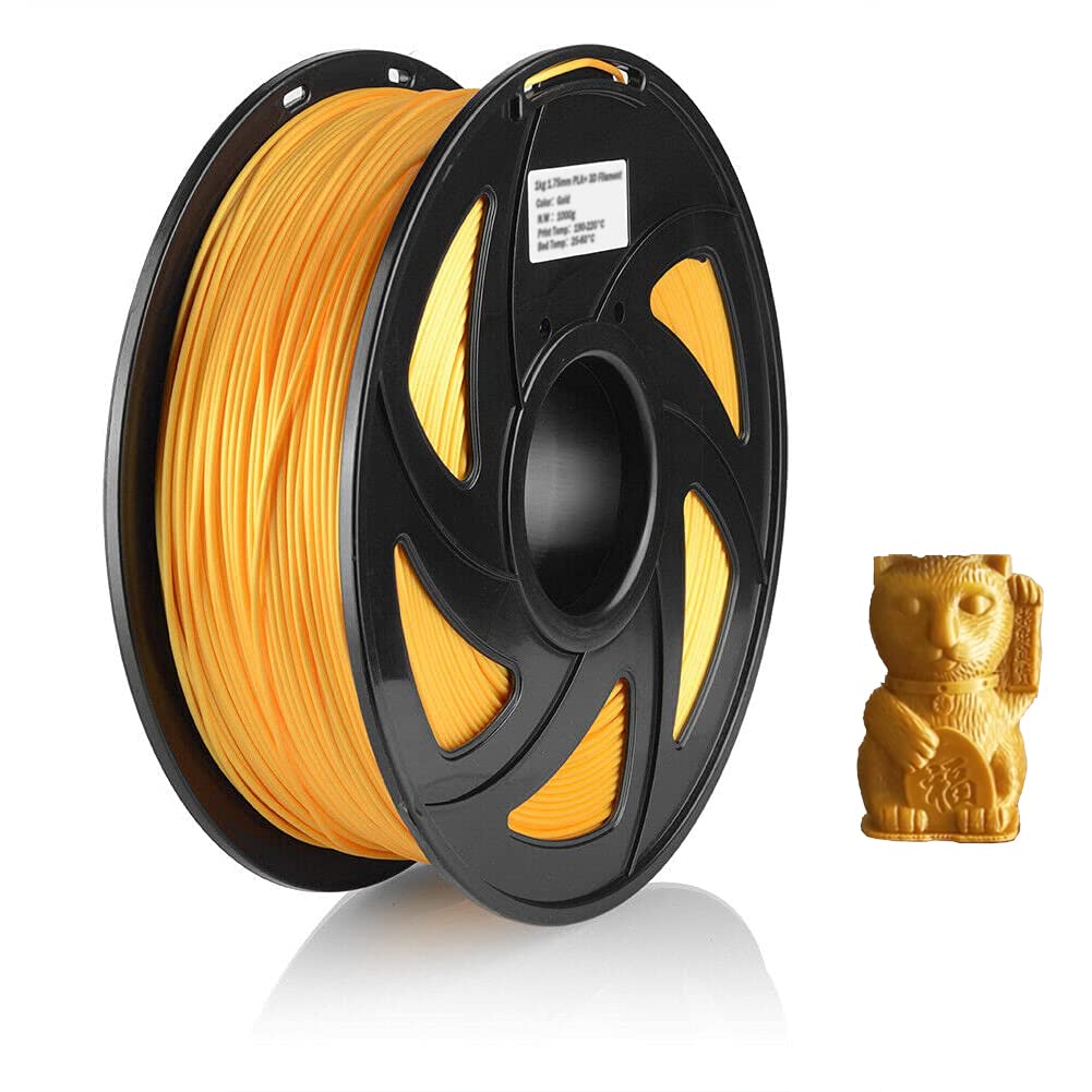 iYueMps 3D Printer Filament PLA Plus 1.75mm PLA+ Filament 1kg Spool (2.2lbs),Dimensional Accuracy 1.75mm +/- 0.03 mm for 3D Printer(Gold)